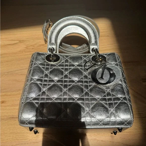 Dior Silver Mini Bag with Quilted Cannage Pattern - Picture 8 of 17